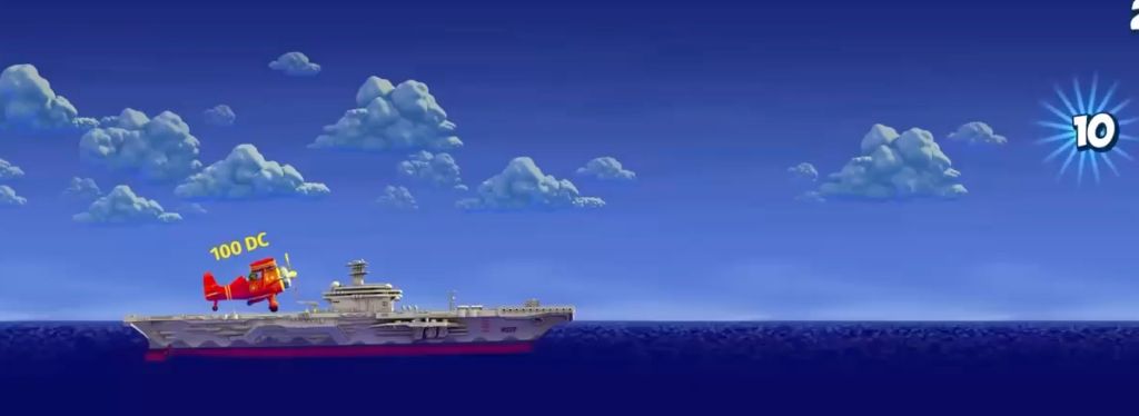 Avia Masters 2 mobile view — plane touching down on the carrier to bank the win