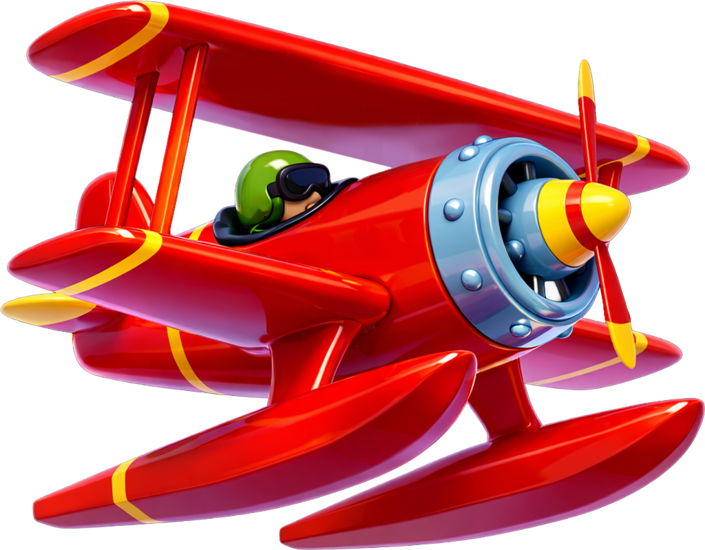 Red biplane in the test flight mini-game